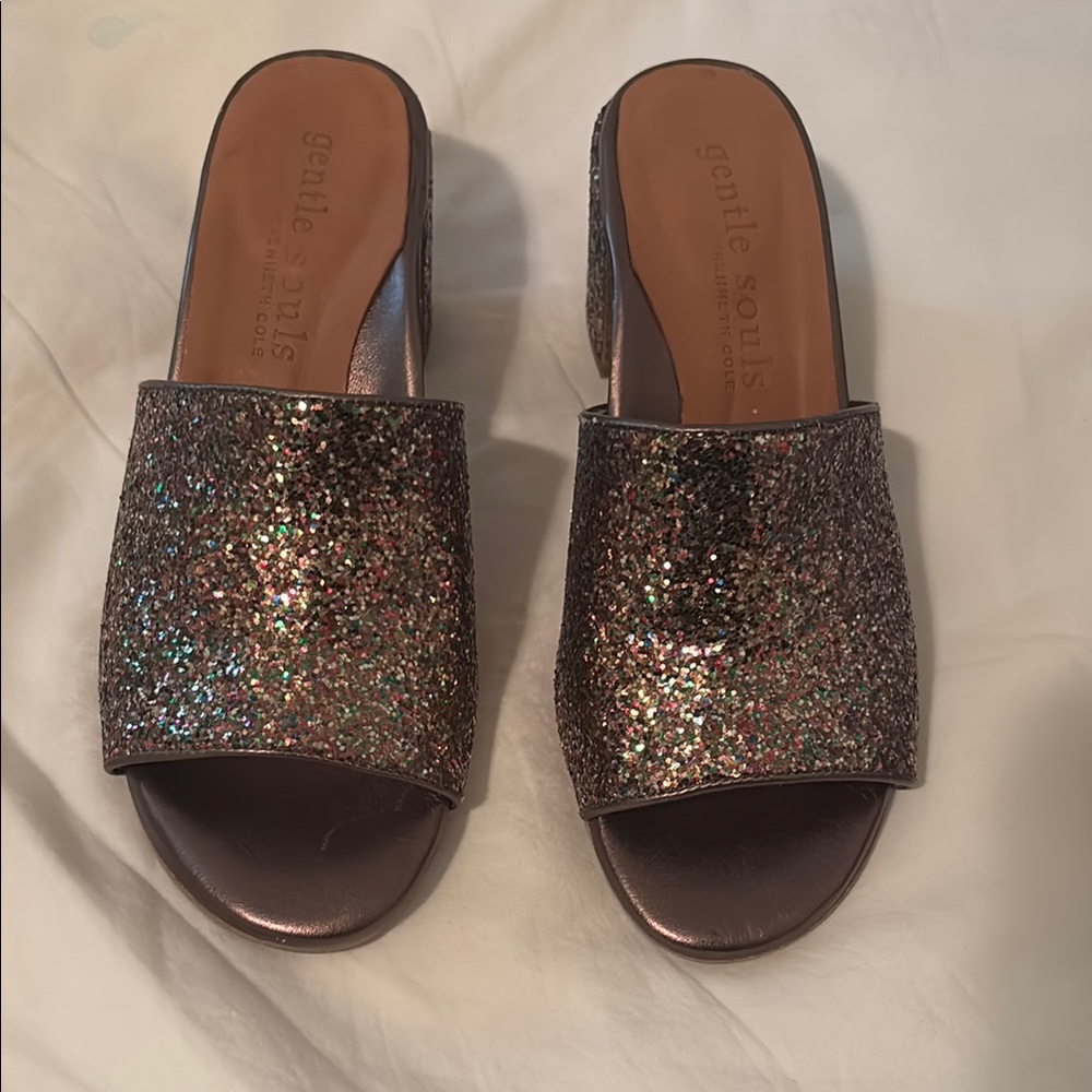 Gentle Souls Bronze Glitter Mules size 7
